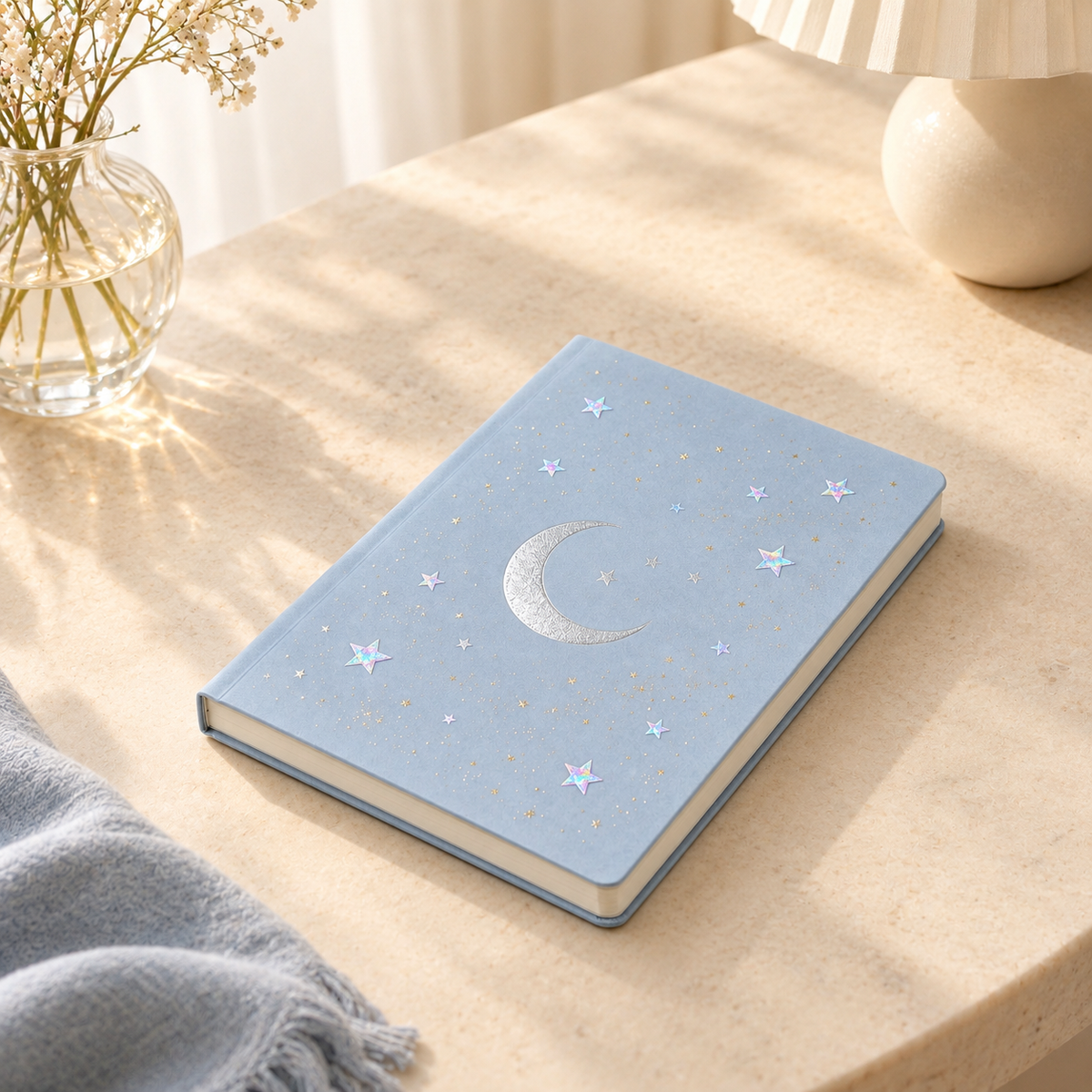 Grey Blue Moon Star Notebook