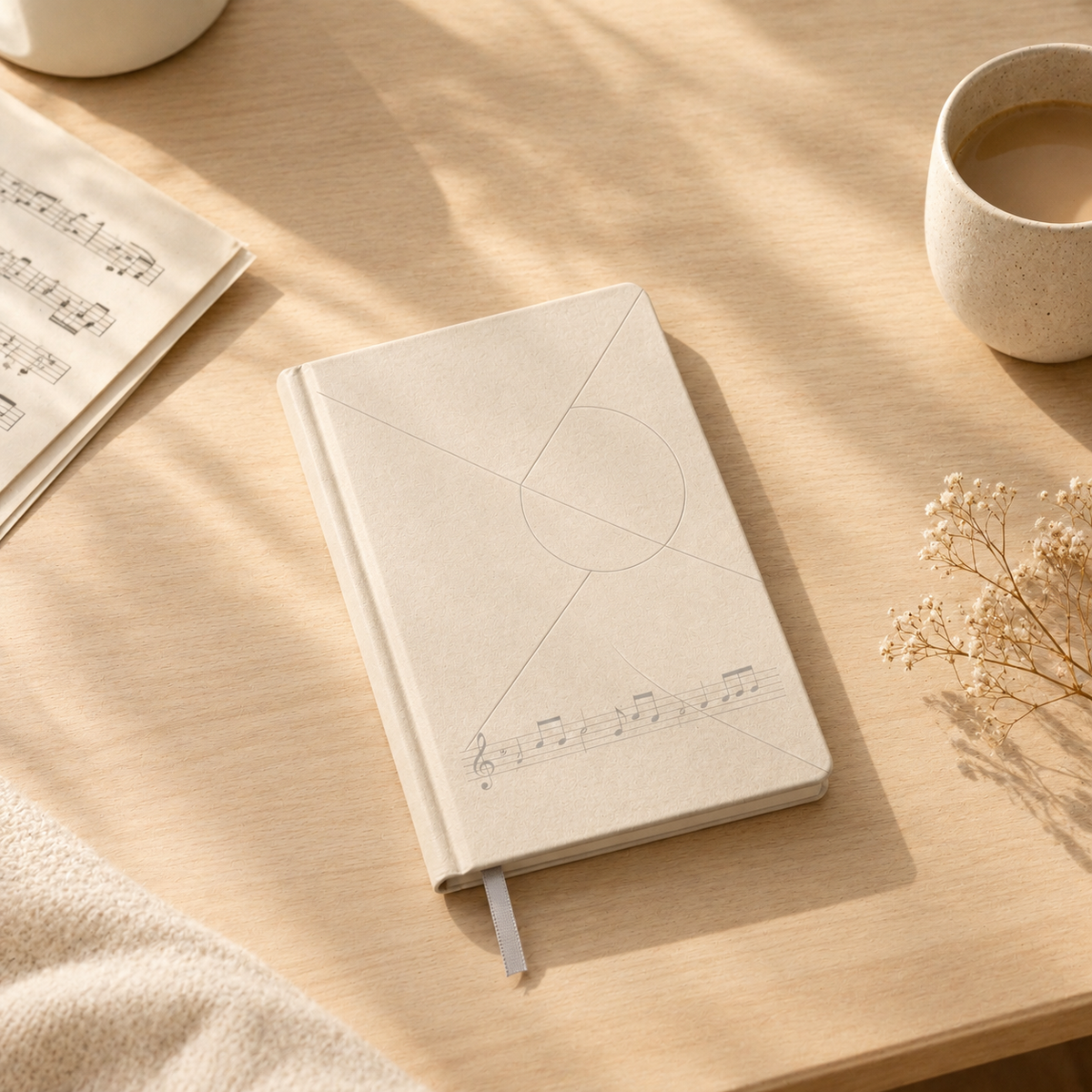 Cream Geometry Music Notebook