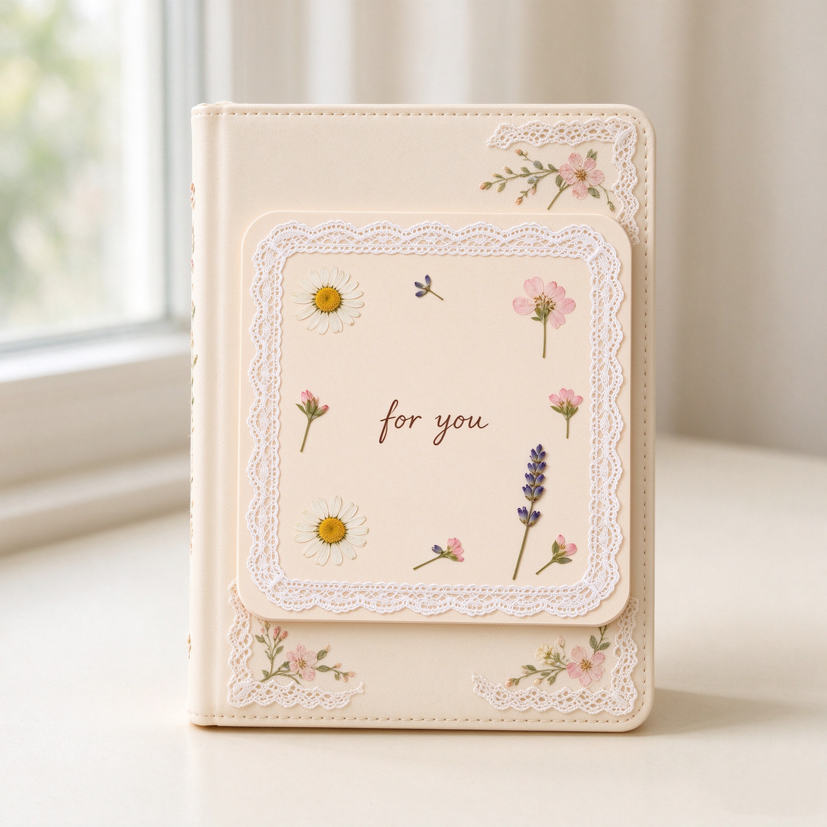 Cream Dried Flower Lace Coaster