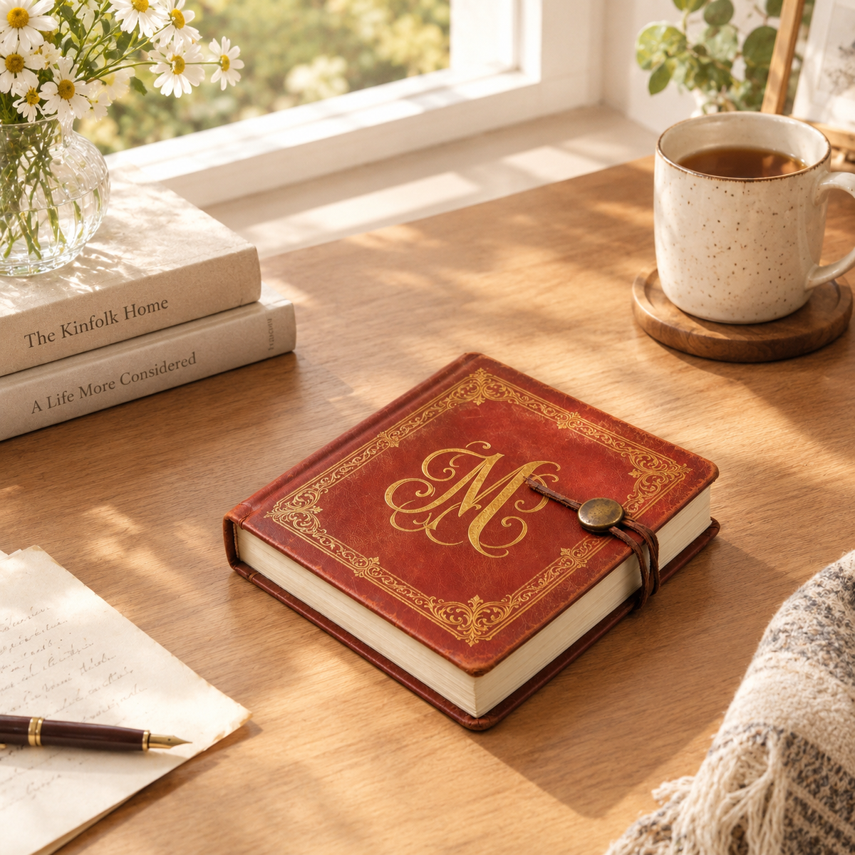 Brown Vintage Letter M Notebook