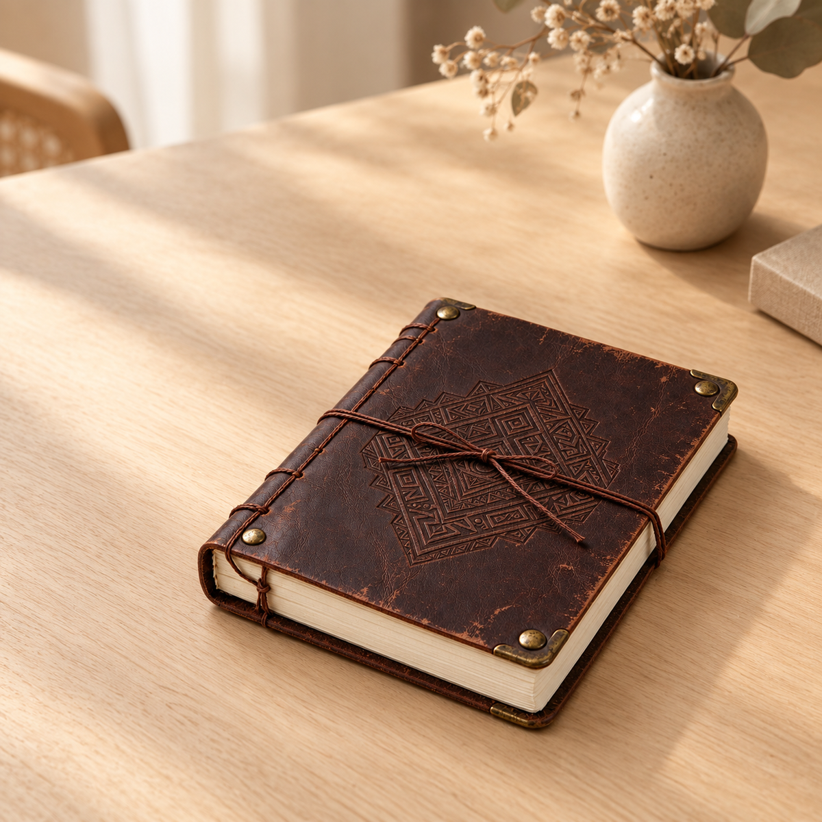 Brown Ethnic Diamond Stitch Notebook