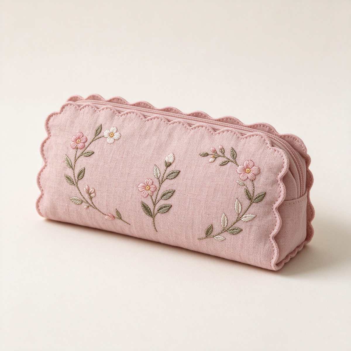 Pink Floral Wavy Pencil Case