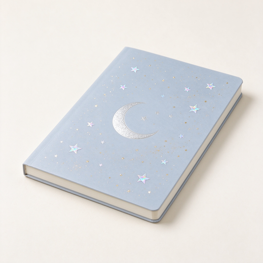 Grey Blue Moon Star Notebook