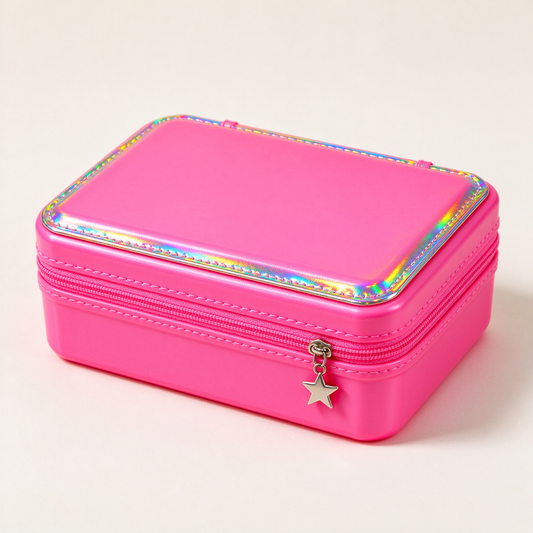 Pink Holographic Star Storage Box
