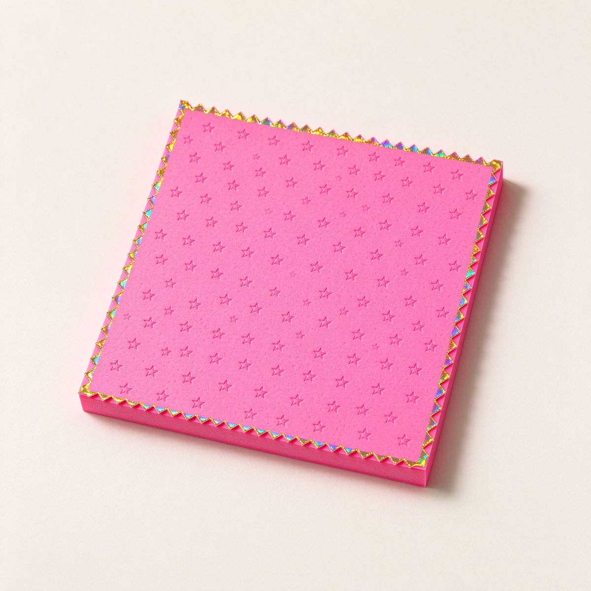 Pink Star Embossed Sticky Notes Pad