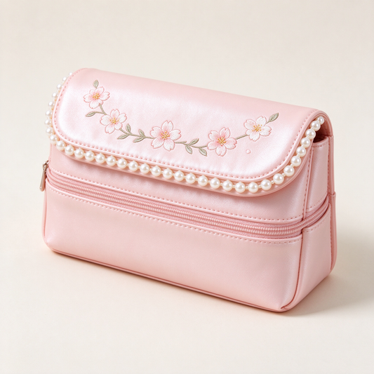 Pink Sakura Pearl Makeup Case