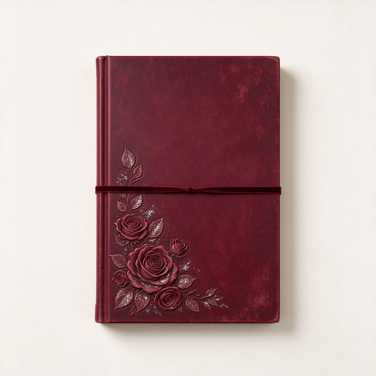 Wine Red Rose Embossed Notebook