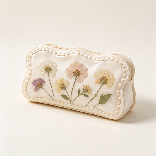 Cream Dried Flower Window Pencil Case