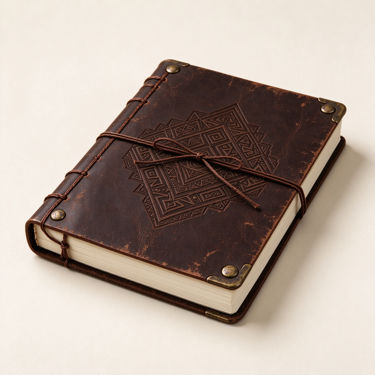 Brown Ethnic Diamond Stitch Notebook