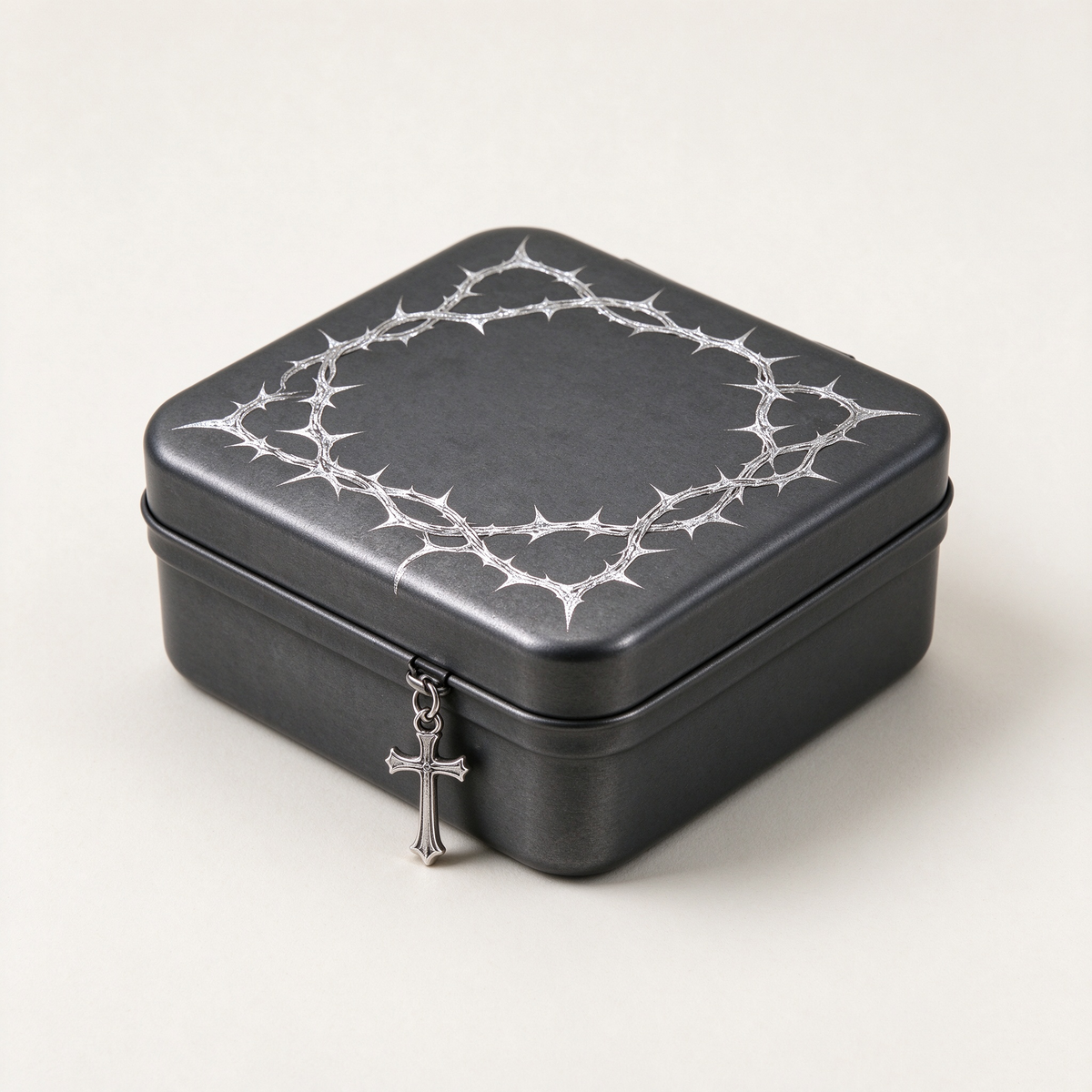 Black Thorn Crown Cross Storage Box