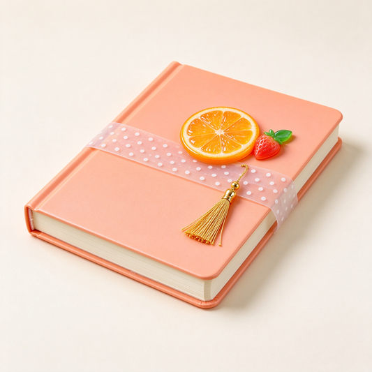 Pink Fruit Charm Ribbon Notebook