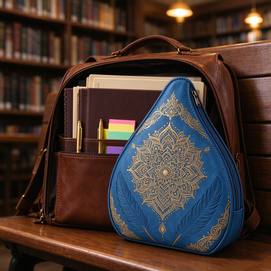 Blue Mandala Feather Pouch