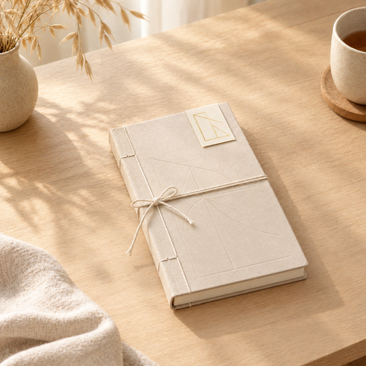 Cream Stitch Geometry Notebook
