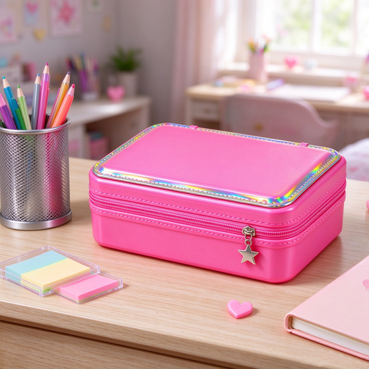 Pink Holographic Star Storage Box