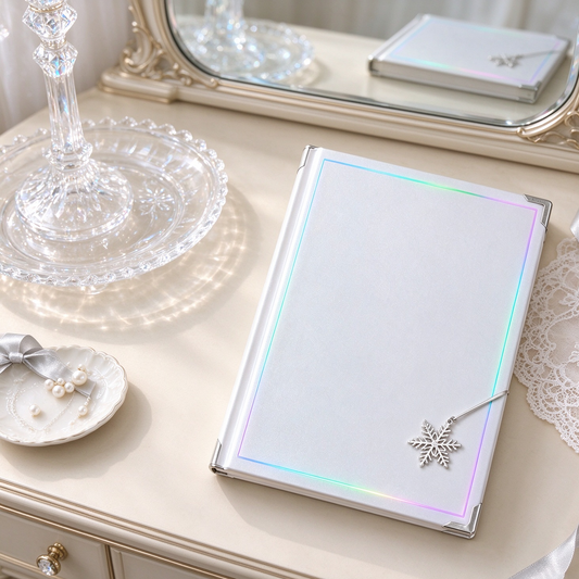 White Holographic Snowflake Notebook