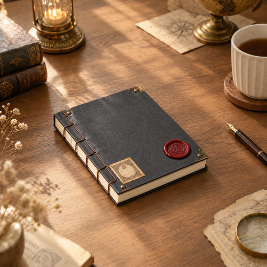 Black Vintage Wax Seal Notebook