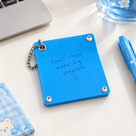 Blue Leather Crystal Charm Tag