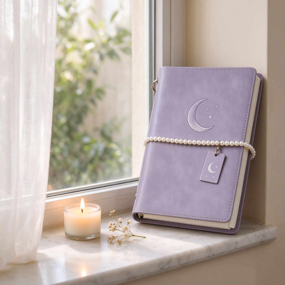 Lavender Moon Star Ring Binder Notebook