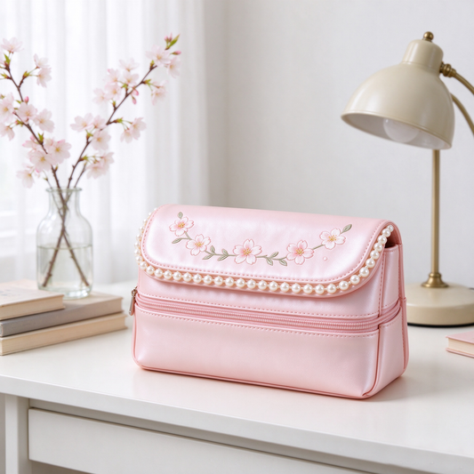 Pink Sakura Pearl Makeup Case
