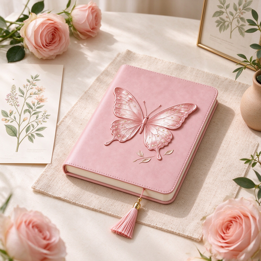 Pink Butterfly Fringe Notebook