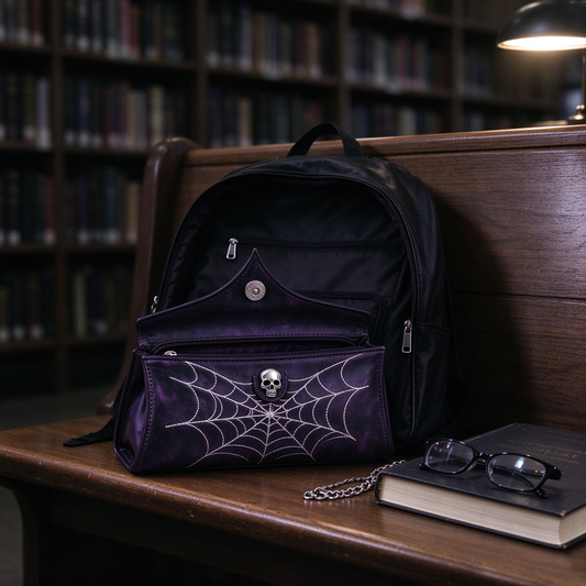 Dark Purple Web Skull Pencil Case