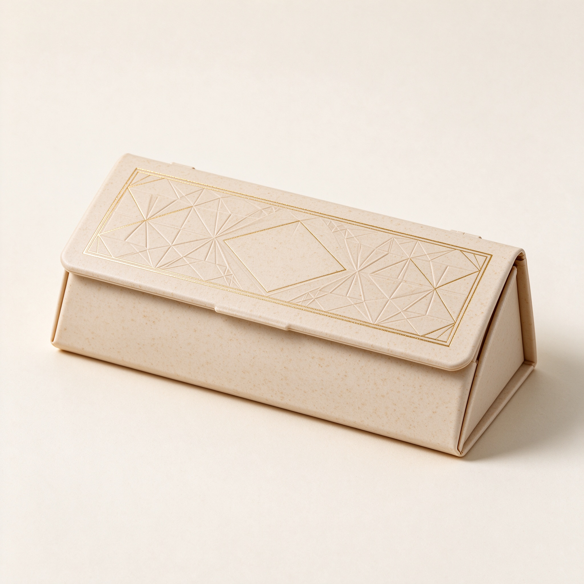 Cream Gold Geometry Glasses Case