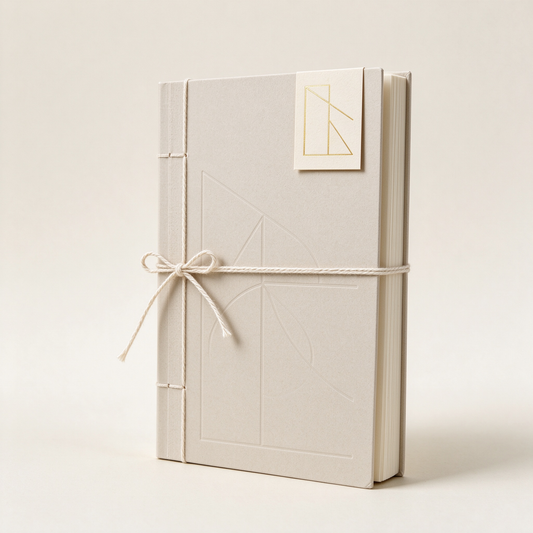 Cream Stitch Geometry Notebook