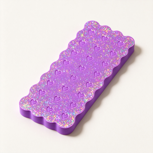 Purple Glitter Heart Shaped Sticky Notes