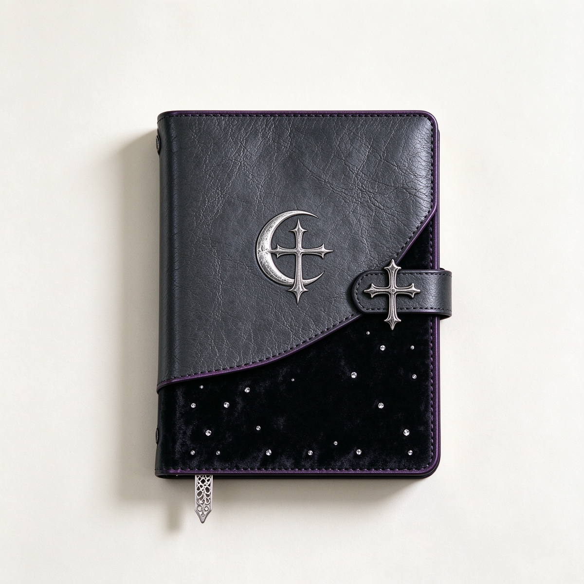 Gothic Leather Velvet Crucifix Notebook