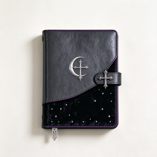 Gothic Leather Velvet Crucifix Notebook