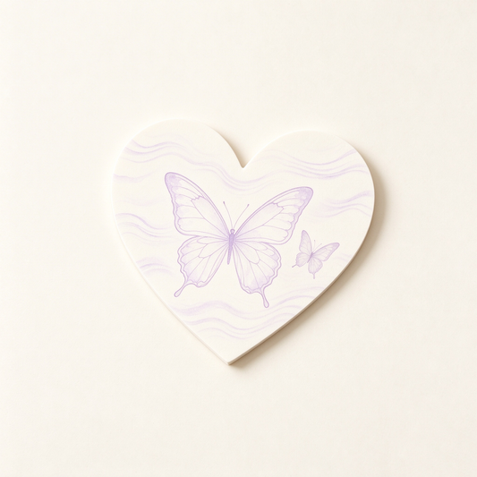 White Heart Butterfly Sticky Notes